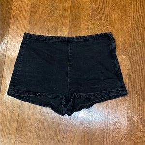 Black denim shorts